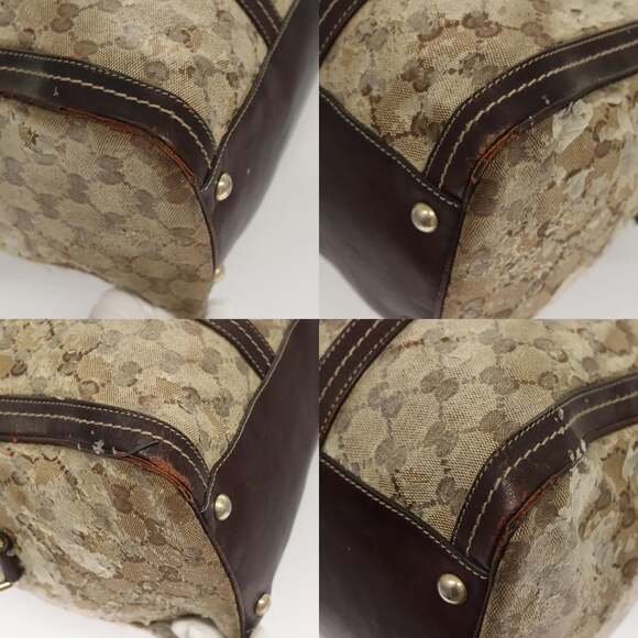 GUCCI GG Crystal Shoulder Bag Coated Canvas Brown Gold - Picture 10 of 13